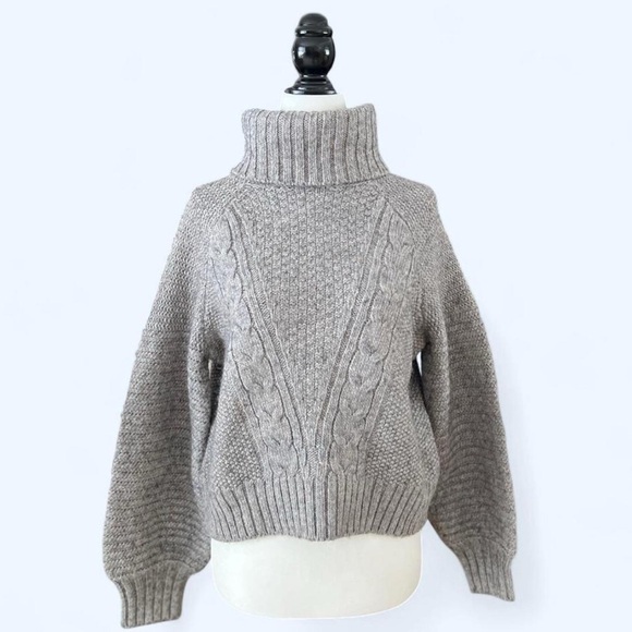 Abercrombie & Fitch Sweaters - Abercrombie & Fitch Grey Knit Wool Alpaca Turtle Neck Oversized Sweater Small